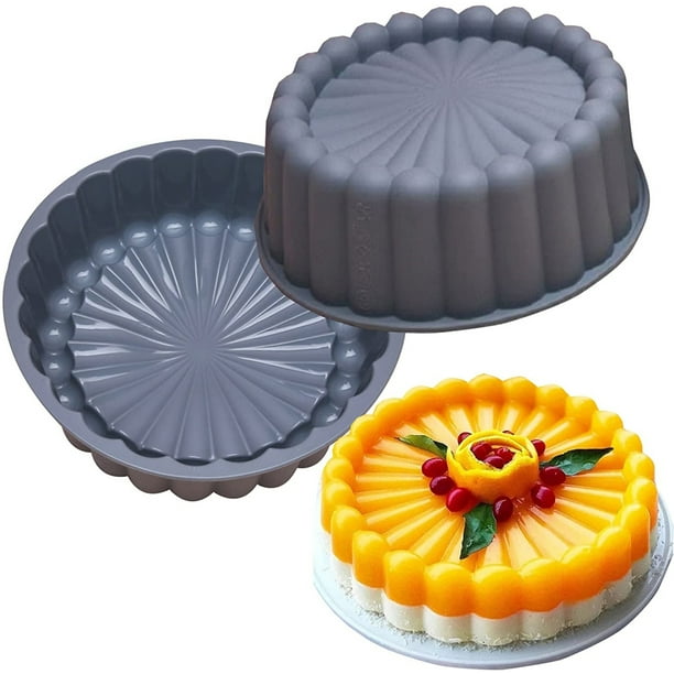 Molde de silicona para hornear con forma de girasol de 7 pulgadas, reutilizable, redondo, para pasteles, pan, tartas, flanes, bandejas para hornear