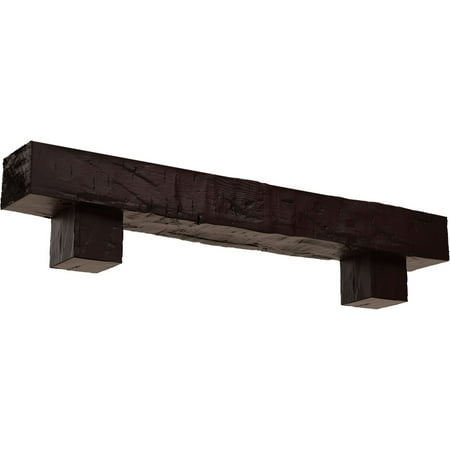 

Ekena Millwork 6 H x 10 D x 72 W Hand Hewn Faux Wood Fireplace Mantel Kit w/ Alamo Corbels Premium Cherry