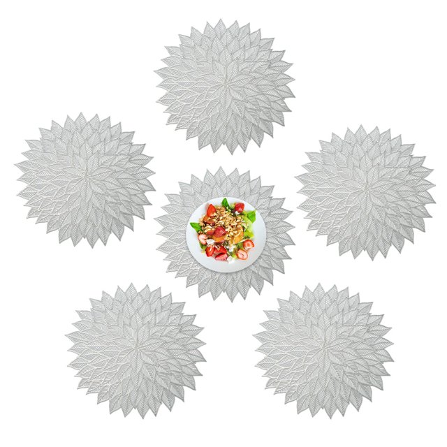 Un juego de 6 tapetes redondos de flores ahuecadas para fiestas de festivales, artículos de boda, centros de mesa y decoración de mesa.