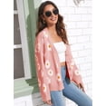 thumbnail image 3 of Long Sleeve Women's Open Front Button Down V Neck Knitted Floral Print Sweaters Cardigan, 3 of 5