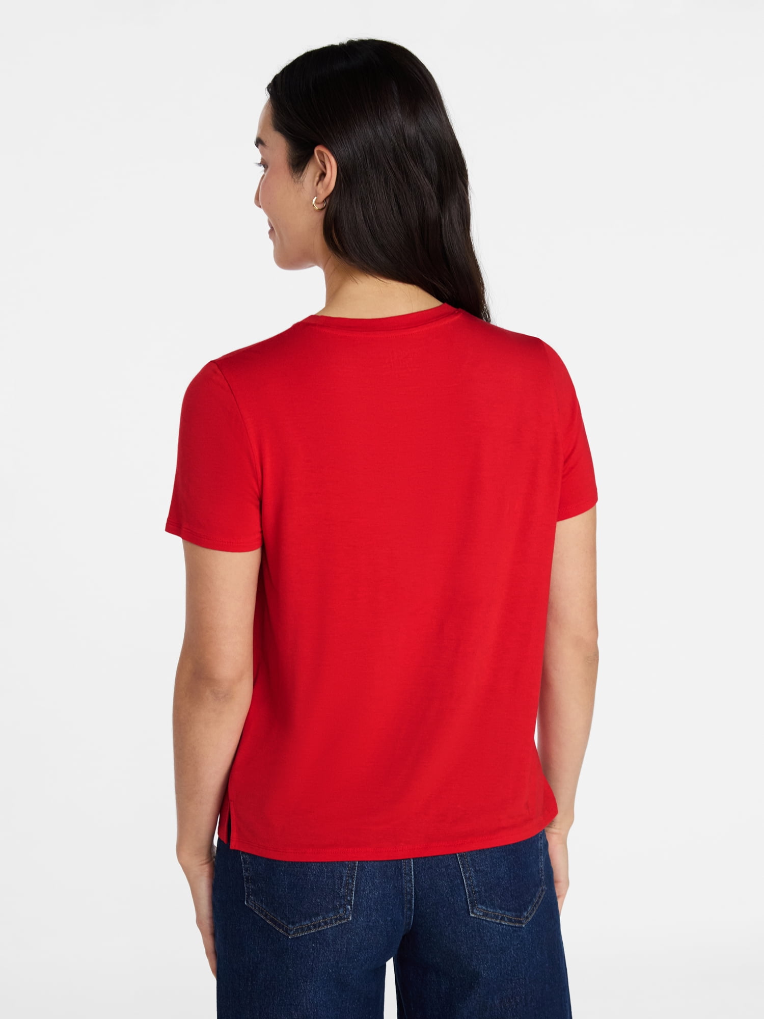 Time and Tru Women's Boxy Tee with Short Sleeves, Sizes XS-XXXL