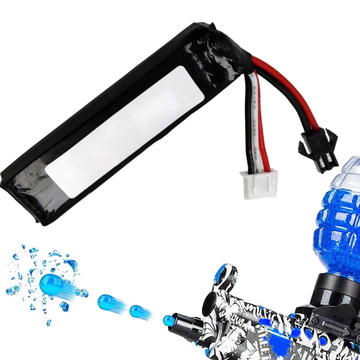 NUAHRHY 7.4V 2000mAH LJ451865 Battery Pack for Electric Water Pistol Polymer Lithium Battery for Electric Water Ball Beads Gel Blaster Pistol Toys Replacement Battery with SM Connector