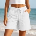 thumbnail image 2 of Gtoiithly Women's Summer Elastic High Waist Drawstring Wide Straight Leg Relaxed Fit Casual Shorts with Deep Pockets White XL, 2 of 4