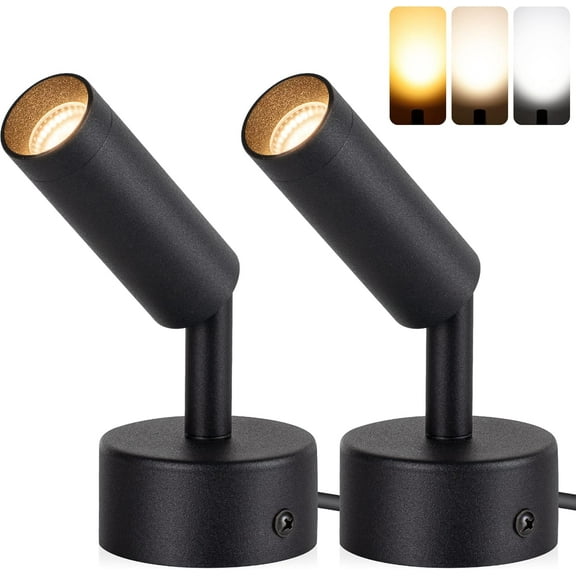 2 Pack Indoor Spotlight LED Up Lights for Plant 120V Floor Spot Lights Accent Light Indoor Uplighting Warm White Spotlight Lamp Accent Lighting LED Uplight, 5.9 FT Plug Cord with Foot Switch