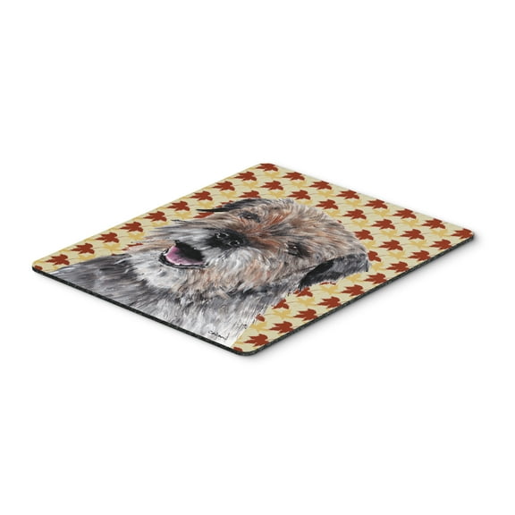 "Border Terrier Fall Leaves Mouse Pad Hot Pad or Trivet"
