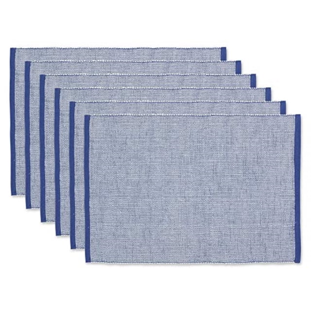 Design Imports CAMZ13046 DII French Blue Eco-Friendly Chambray Fine Ribbed Placemat 6 Piece