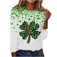 thumbnail image 2 of St. Patrick's Day Shirts for Women Long Sleeve Tops Crewneck Pullover Tshirt Green Shamrock Graphic Tees Green Clover T Shirt, 2 of 5