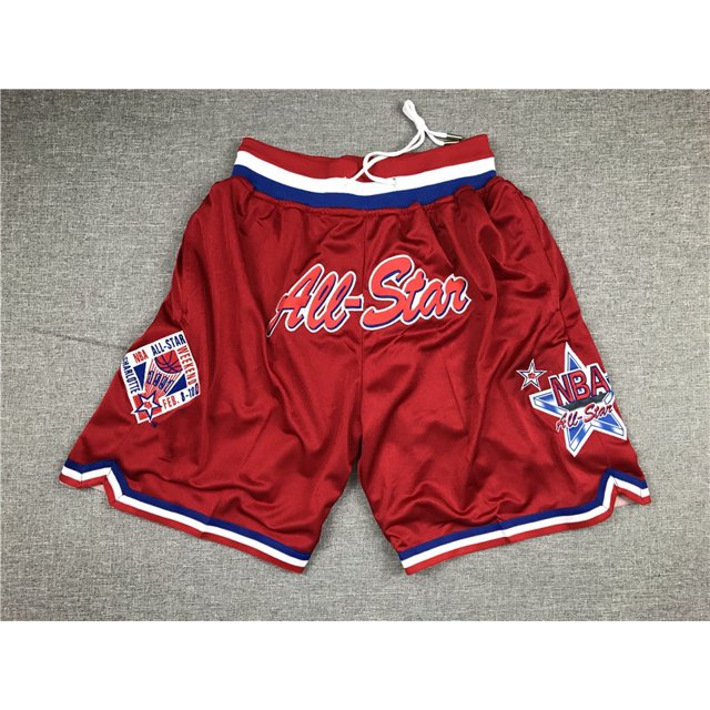All-Star Retro Full Embroidery Zipper Pocket Shorts Basketball Embroidery Shorts Shorts -C