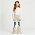 thumbnail image 2 of Glisme Little Girls Trousers Colorblock Zip Front With Pockets Autumn Comfortable Girls Flare Leg Pants Size 5-6 Years, 2 of 4