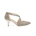thumbnail image 2 of Bandolino Women's Zeffer Strappy Bow Kitten Heel Pumps Gold Glam Size 6.5 M, 2 of 5