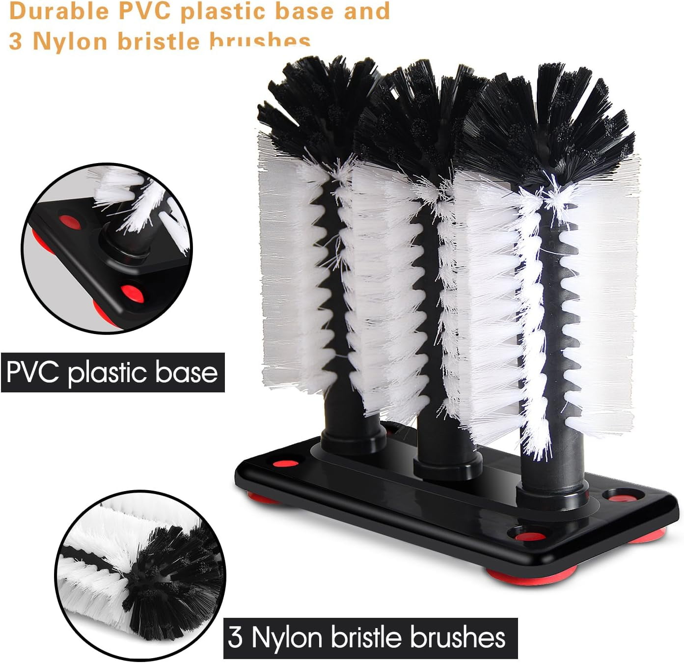 Glass Washer Brush ，Sink Water Bottle Cleaning Brush Glass Cup Brush Suction Wall Lazy Cup Brush Kitchen Rotating Cup Tea Cup Brush Bar Kitchen Tool， manual wine glass suction brush