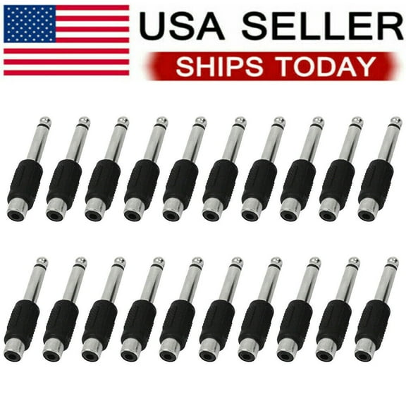 20Pcs RCA Female Jack To 6.35mm 1/4" Male Mono Plug Audio Adapter Connector ##