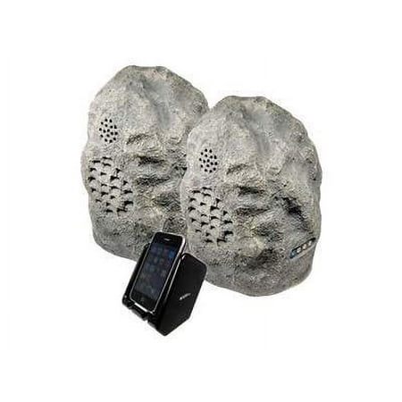 Audio Unlimited 900MHz Granite Wireless Rock Speaker Bundle with Dual Power Transmitter - Speaker system - wireless - 40 Watt (total) - 2-way - granite
