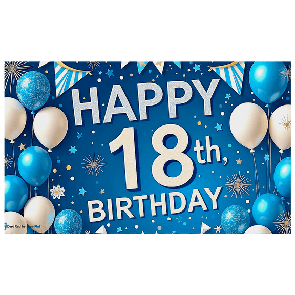 Blue and White Balloon Themed 18th Birthday Backdrop Banner Background Party Supplies Birthday Decoration Photography Props for Party Celebrations Photo Booth Decorations
