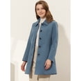 thumbnail image 3 of Abrigo de invierno para mujer Cuello de piel sintética Abrigo largo cálido gris azul S, 3 of 6
