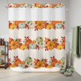 thumbnail image 6 of No Hook Shower Curtain with Built-in Rings - Pumpkins Fall Thanksgiving Washable Waterproof Fabric Bathroom Curtains for Hotel,Rentals, 72 X 72 Inch Long , Farmhouse Autumn Leaves Floral, 6 of 9