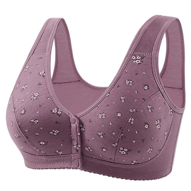 Bras For Older Women Comfy Convenient Front Closure Bras Full Support No Underwire Bras