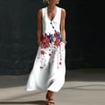 thumbnail image 2 of VBVC Women's Floral V-Neck Sleeveless Maxi Dress,Button Detail Loose Flowy Dress For Women,Ladies' Casual Patriotic Summer Sundress with Pockets,Multicolor,S-3XL, 2 of 8