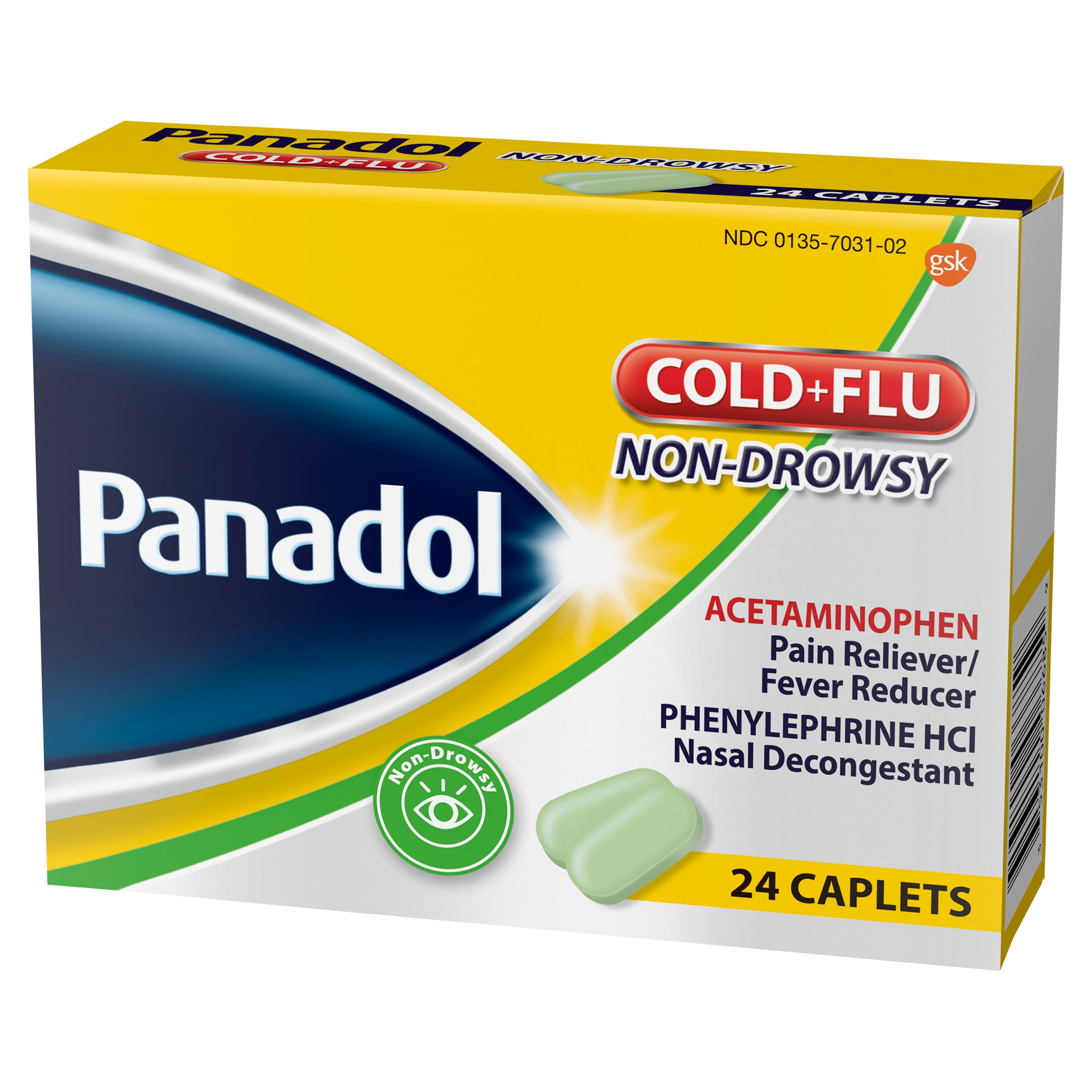 Panadol Non-Drowsy Cold & Flu Caplets 325 mg Acetaminophen 24 Count