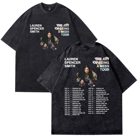 Lauren Spencer Smith The Art Of Being A Mess Tour 2025 T-Shirt Cotton Wash Tee Women Men Short Sleeve Casual Crewneck Tee