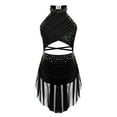 thumbnail image 6 of Sinleey Girls Shiny Lyrical Ballet Dress Backless Jazz Latin Cha-Cha Rumba Samba Dance Costume Black 6, 6 of 9