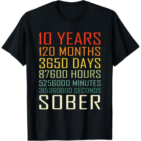 10 Year Sobriety Anniversary Vintage 10 Years Sober T-Shirt