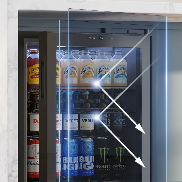 Yeego 116 Cans Beverage Refrigerator, Freestanding Beverage Cooler with Glass Door for Home/Office/Bar, Black
