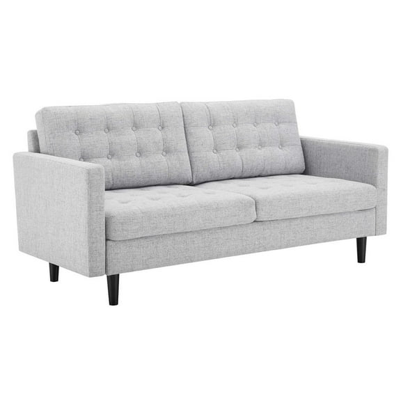 Modway Exalt Tufted Fabric Sofa in Light Gray