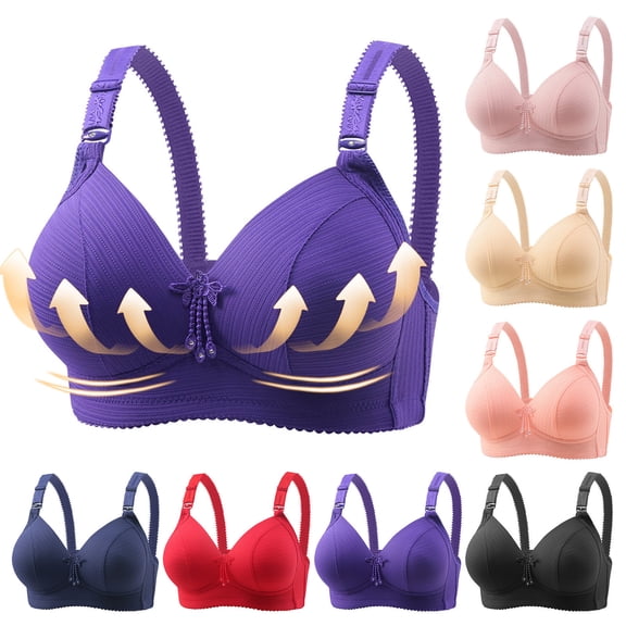 Hrsba Womens Plus Size Bra,Ladies Traceless Comfortable No Steel Ring Breathable Gathering Bra Woman Underwear,Womens Casual Summer Bra,Womens Bra