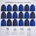 thumbnail image 2 of BILLIONHATS 24 Pack Wholesale Hoodie Sweatshirts, Men's Women's Unisex Hoodies Cotton Blend, Bulk Adults Sweatshirt, Homeless Donation (Marled Navy and Royal Blue, Small), 2 of 7