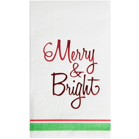 - Foil Red Merry and Bright Christmas Paper Guest Napkins, 16ct