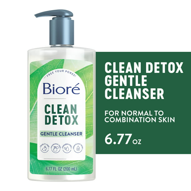 Biore Clean Detox Gentle Face Cleanser, Daily Face Wash, Sensitive Skin ...