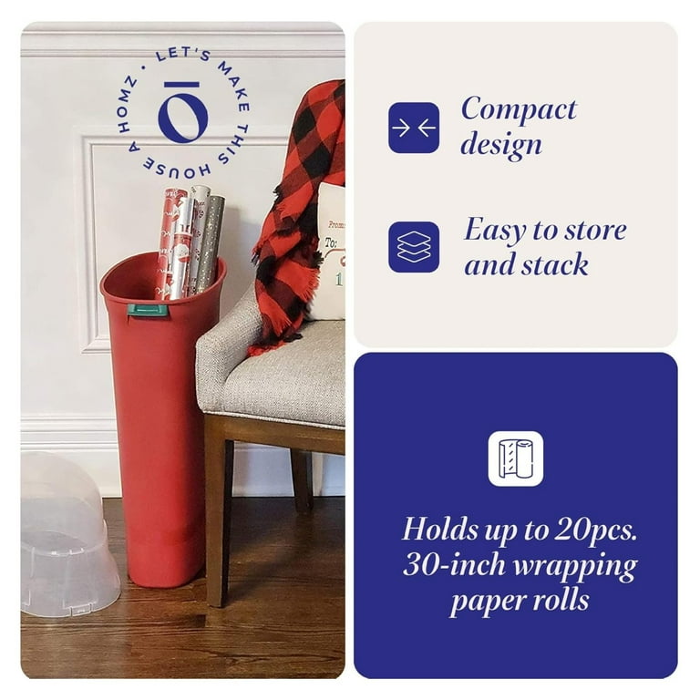 Long Storage Bin HOMZ 2-Pack Gift Wrap Storage Containers