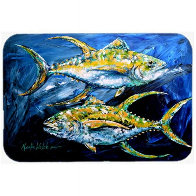 Carolines Treasures MW1125LCB Fish - Tuna Tuna Blue Glass Cutting Board - Large