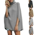 thumbnail image 2 of ShiShine Women's 2025 Fall Winter Turtleneck Poncho Sweater Fashion Chunky Cape Wrap Sweaters Pullover Tops, 2 of 6