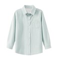 thumbnail image 3 of FYDUU Kids Boys Girls Long Sleeve Striped Shirts Children's Button Down Dress Shirts Formal School Uniform Tops Back To School Clothes 8-9 Years, 3 of 6