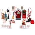 thumbnail image 3 of Mini Christmas Village Set - 12 Piece Cabin Decor with Miniature Trees & Figures for Holiday Displays, 3 of 7