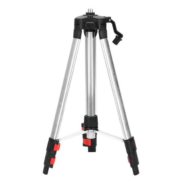 Rdeghly 1.2M Tripod Level Stand for Automatic Self Leveling Laser Level Measurement Tool, with a 3-way joint head, removable quick release plate, 90-degree vertical plate, and 4-section aluminum alloy legs featuring quick release flip locks and non-slip rubber feet. Ideal for laser level measurement tools and compatible with most self-leveling laser levels.