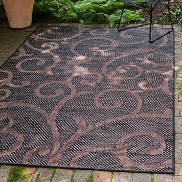 Unique Loom Outdoor Botanical Collection Area Rug - Vine (5' 1" x 8' Rectangle Chocolate Brown/Black)