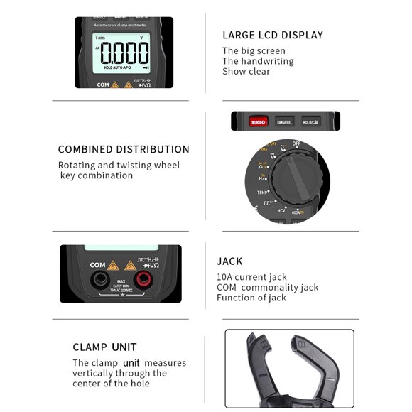 Clamp Meter,Pocket 6000 Rms With Square Output Clamp Meter 6000 Rms Clamp Portable Pocket 6000 Squareoutput Meter Siuke Portable Huiop Eryue Dabey