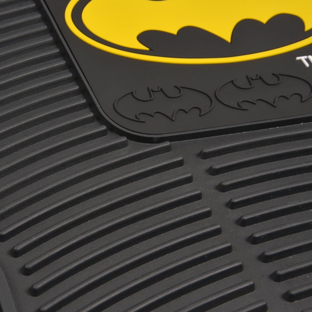 BDK Classic Batman Superhero Car Floor Mats, Officially Licensed Warner Bros DC Comics, All Weather Interior Auto Protection, Heavy Duty Rubber Liners for Car Truck Van SUV