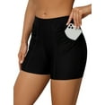 thumbnail image 5 of Sociala Women's Solid Swim Bottoms High Waisted Board Shorts With Ruched Pockets, 5 of 6