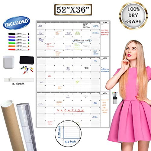 Jumbo Dry Erase Wall Calendar 27"x39" Undated Blank Monthly Planner