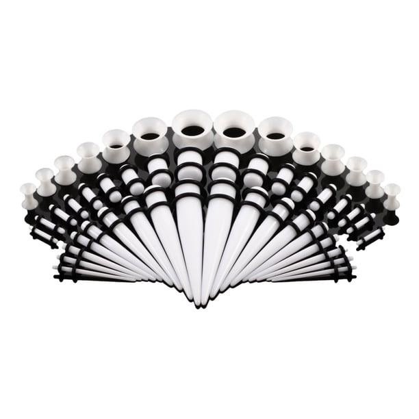 Soidarity Conjunto de joyería Piercing elegante de 50 piezas para estirar la oreja Kit de estiramiento de oreja versátil y elegante cuidado de los oídos Blanco