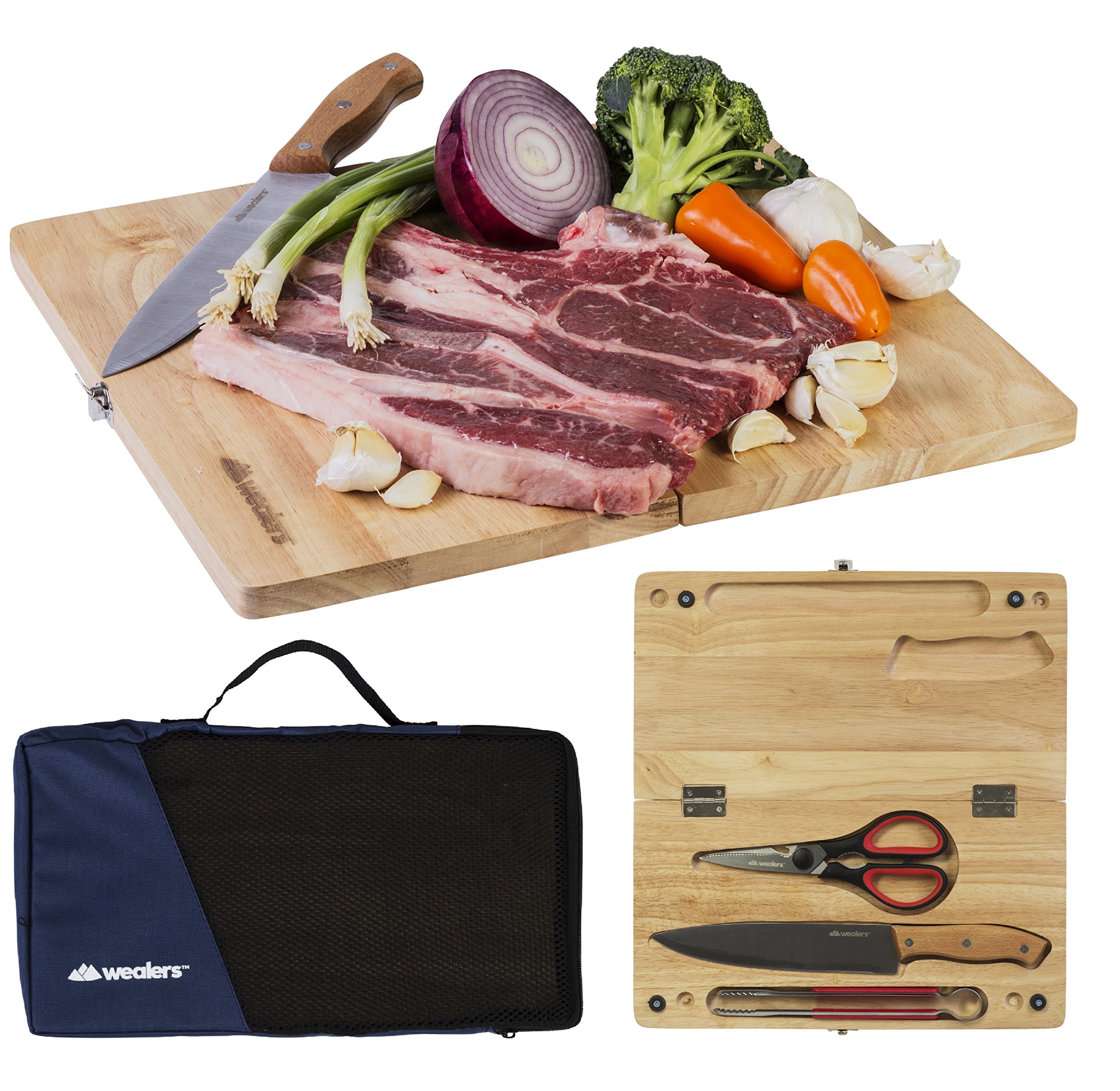 Wooden Cutting Board Chopping Knife and Board Set Folding for Camping