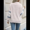 thumbnail image 4 of Suéteres Casuales de Punto con Estampado de Leopardo para Mujer, Suéteres de Larga con Cuello Redondo Rosa L, 4 of 9