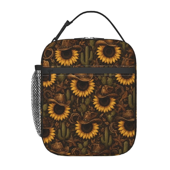 Cowboy Sunflower Lunch Bag Reusable Thermal Lunch Box with Handle for Women and Men
