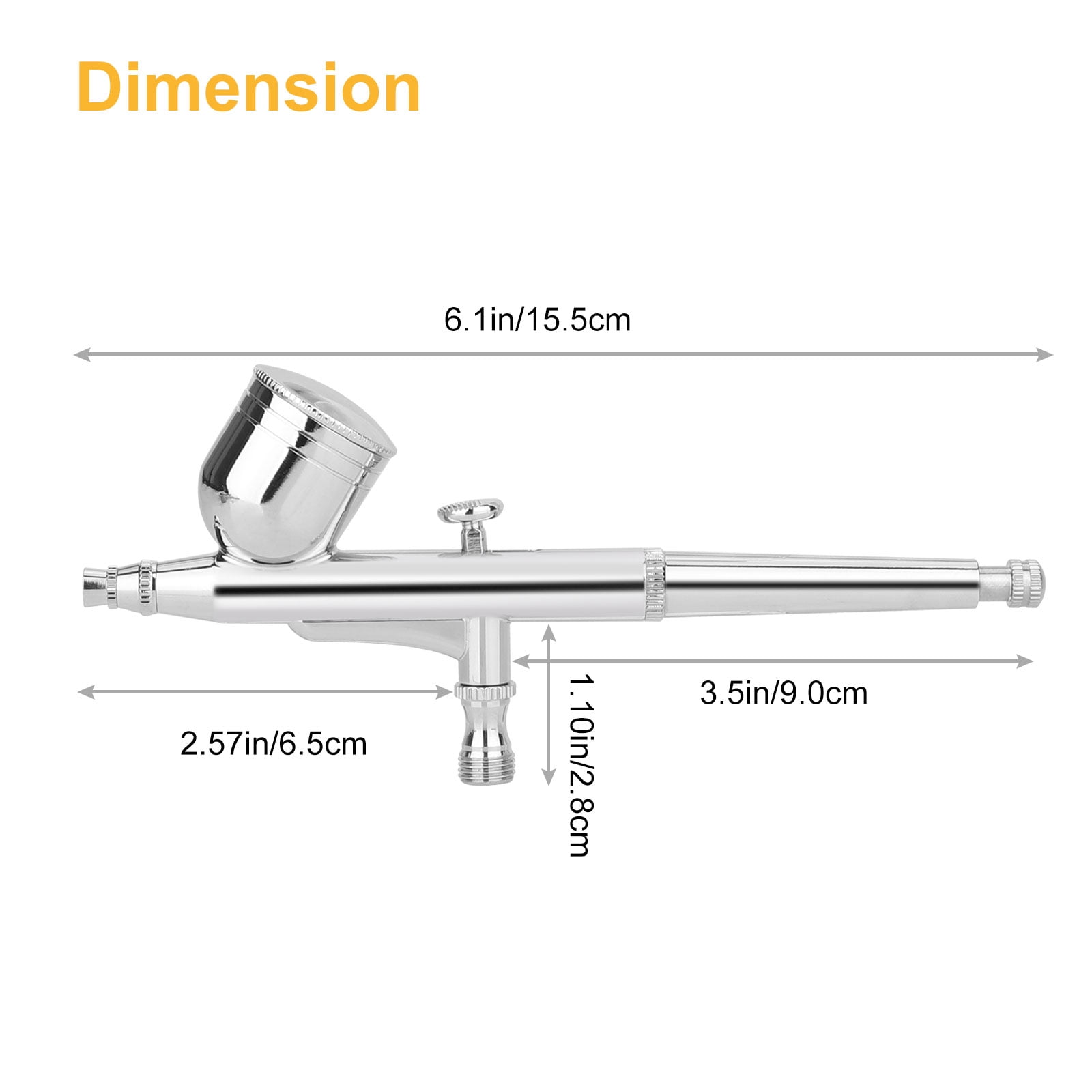 Airbrush Kit, EEEkit Handheld Auto Mini Dual-Action Airbrush Gun Set with 1.8M Air Hose, 0.2mm/0.5mm Nozzles - Silver