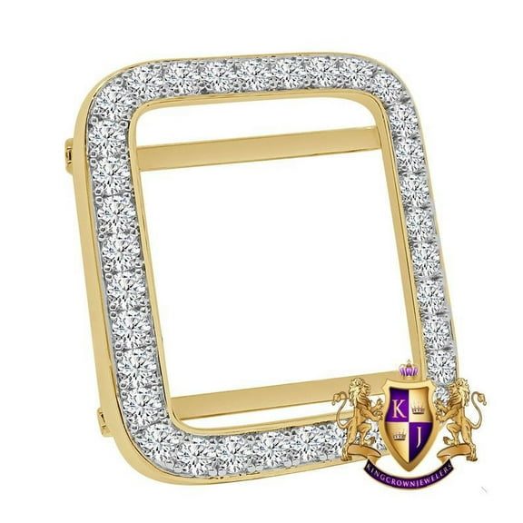 High Quality Solitaire 2.75 Cwt. 44 mm Apple Watch Custom Bezel Fit Series # 4,5 And 6 14K Gold Finish Insert Cover Case (Screw Tight)j