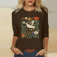 thumbnail image 2 of YUGYXL Womens 3/4 Length Sleeve T-shirts Lounge Flower Graphic Lightweight Tees Summer Crew Neck Tunic Comfy Pullovers Y2K Cute Clothes Outdoor Tops, 2 of 4